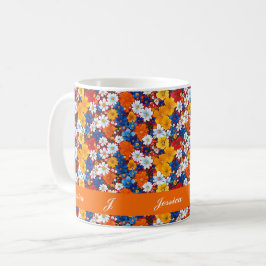 Caneca De Café Belo Script de Flores Silvestres Coloridas de Prim