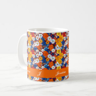 Caneca De Café Belo Script de Flores Silvestres Coloridas de Prim