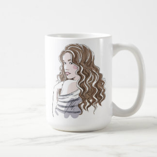 Caneca De Café Belo Sketch Da Menina