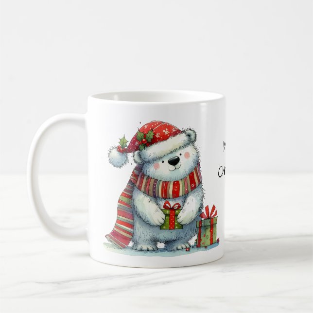 Caneca De Café Belo Urso Polar de Natal (Esquerda)