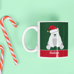 Caneca De Café Belo Urso Polar de Natal em Santa Hat Crianças Pe
