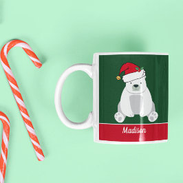 Caneca De Café Belo Urso Polar de Natal em Santa Hat Crianças Per