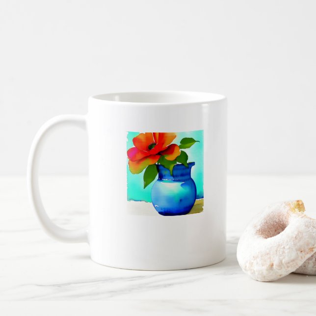 Caneca De Café Belo Vaso Flor (Com Donut)