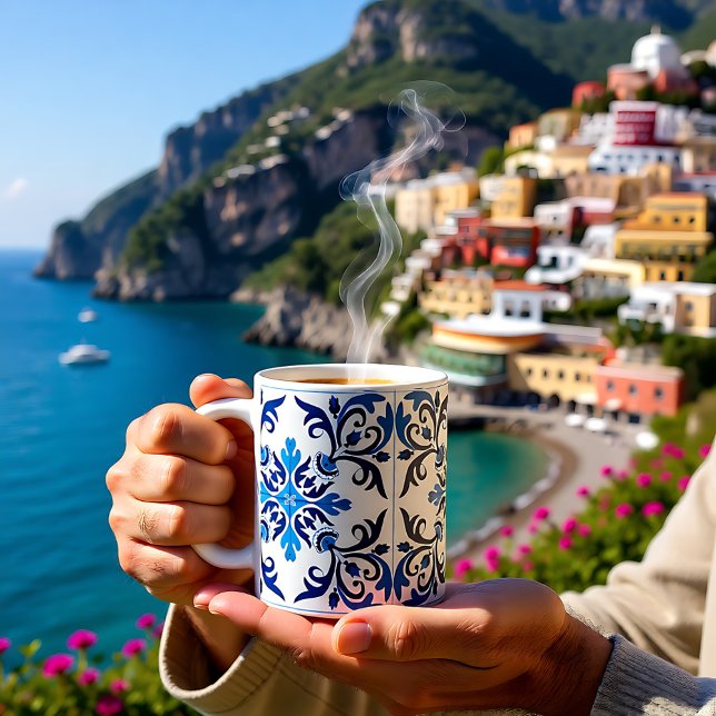 Caneca De Café 💙 Belos azulejos azulejos II XXL Café Mug (💙 Beautiful blue Azulejos II XXL tiles Coffee Mug)