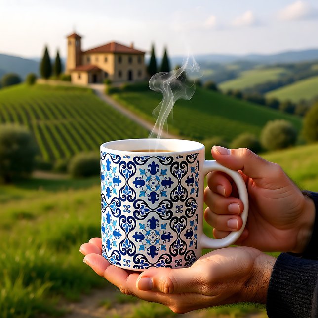 Caneca De Café 💙 Belos azulejos Azulejos III azuis (💙 Beautiful blue Azulejos small tiles Coffee Mug)