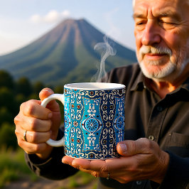Caneca De Café 💙🤎 Belos Azulejos castanhos-turquesa, 8