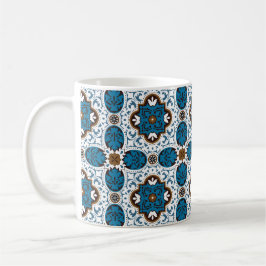 Caneca De Café 💙🤎 Belos Azulejos turquesa e marrom, V