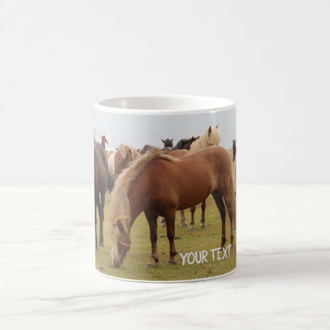 Caneca De Café Belos cavalos castanhos (Centro)