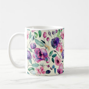 Caneca De Café Belos Pinks E Floral Roxo