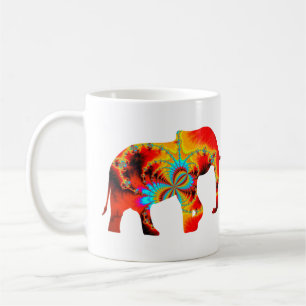 Caneca De Café Bem-Estar Animal - Silhueta Elefante Fractal 1