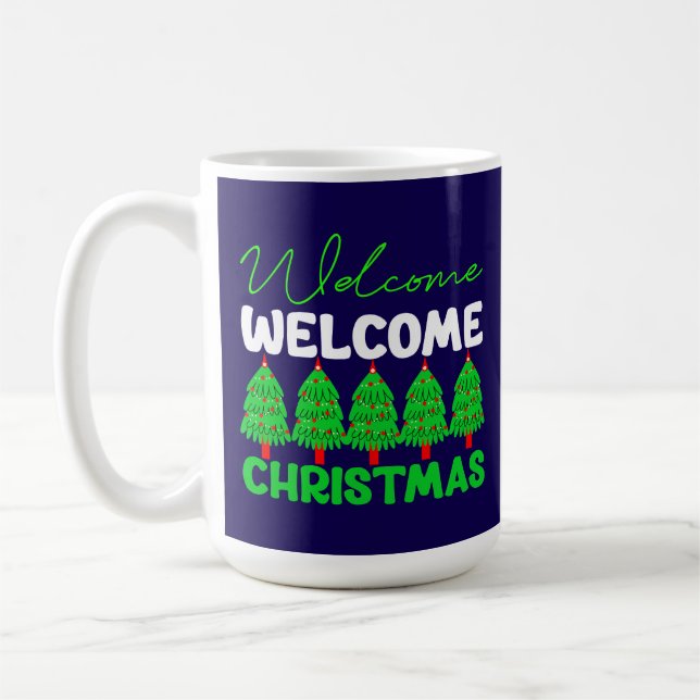 Caneca De Café Bem-vinda Árvore de Natal Design de Feriado-85600 (Esquerda)