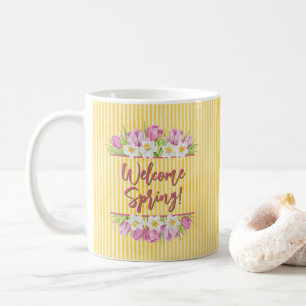 Caneca De Café Bem-vinda Primavera Tulipa e Narciso