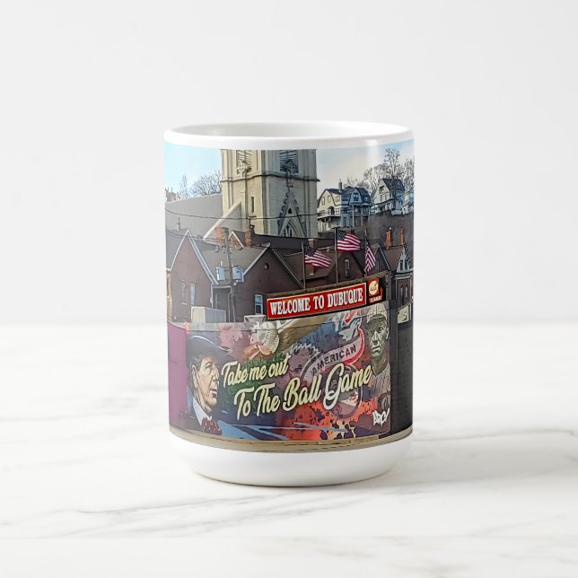 Caneca De Café Bem-vindo a Dubuque, Sinal de Iowa com Sinalizador (Centro)