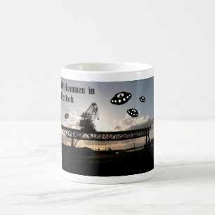 Caneca De Café Bem-vindo a Rostock. Visitantes extraterrestres