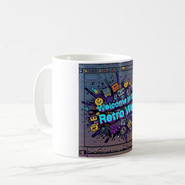 Caneca De Café Bem-vindo à web retrô (Frente Esquerda)