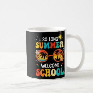 Caneca De Café Bem-vindo ao longo verão escolar retrô groovy de v