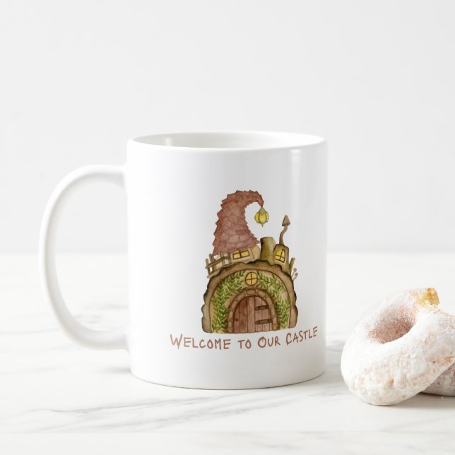 Caneca De Café Bem-vindo ao Nosso Castelo em um  (Com Donut)