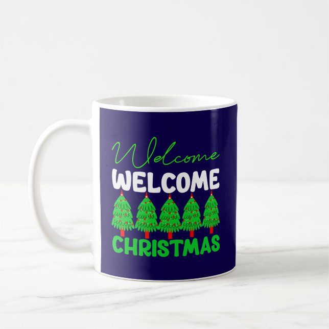 Caneca De Café Bem-vindo Árvore de Natal Design de Feriado-85600 (Esquerda)