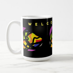 CANECA DE CAFÉ BEM-VINDO PADRÕES DE ARTE DOMÉSTICA A PRETO