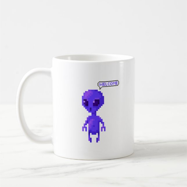 Caneca De Café Bem-vindo Pixel Alien Gamer (Esquerda)