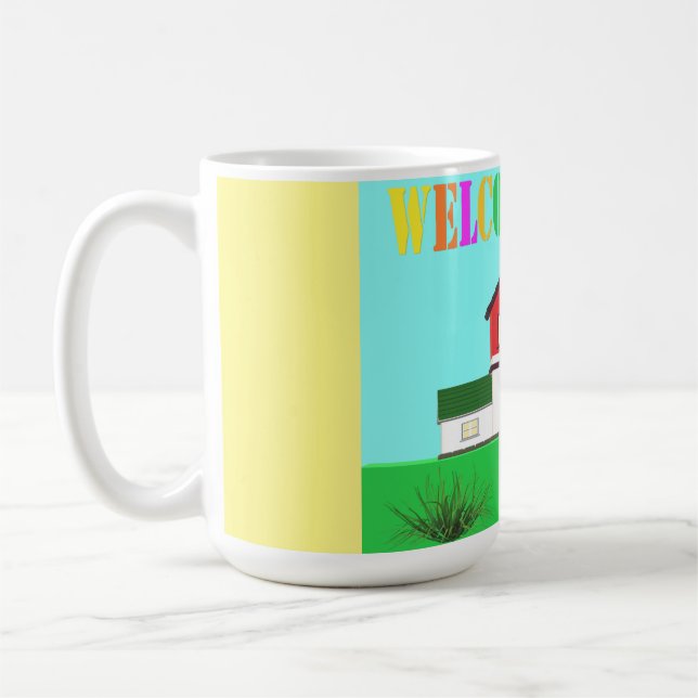 Caneca De Café Bem-vindos a casa bonitinha cores britânicas (Esquerda)