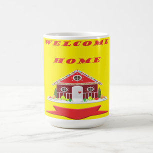 Caneca De Café Bem-vindos a design de casa imagens amarelas e ver