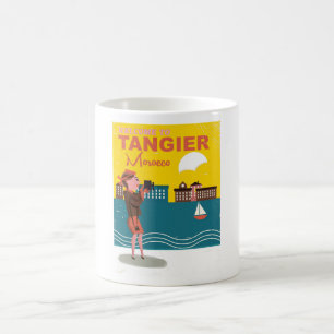 Caneca De Café Bem-vindos à viagens vintage de poster de Tangier