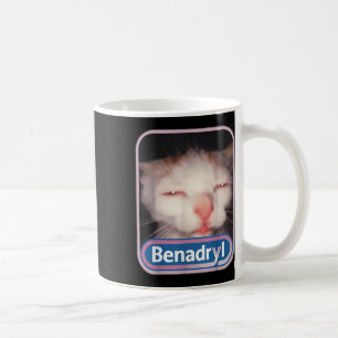 Caneca De Café Benadryl Meme Cat Benny Cute &amp; Engraçado