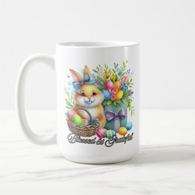Caneca de Café Bênçãos da Páscoa - Abençoado & Gra (Esquerda)
