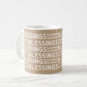 Caneca De Café Bênçãos Típicas Dicas Brancas E Toneladas De Cerco