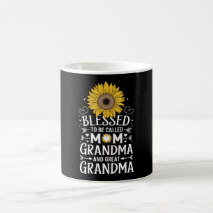 Caneca De Café Bendita por ser chamada de Mãe Avó Grande Girassol