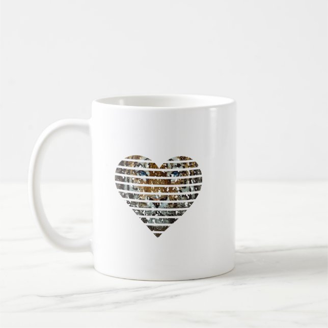 Caneca De Café Bengal Tiger Endangered Distressed Heart Lover Cat (Esquerda)