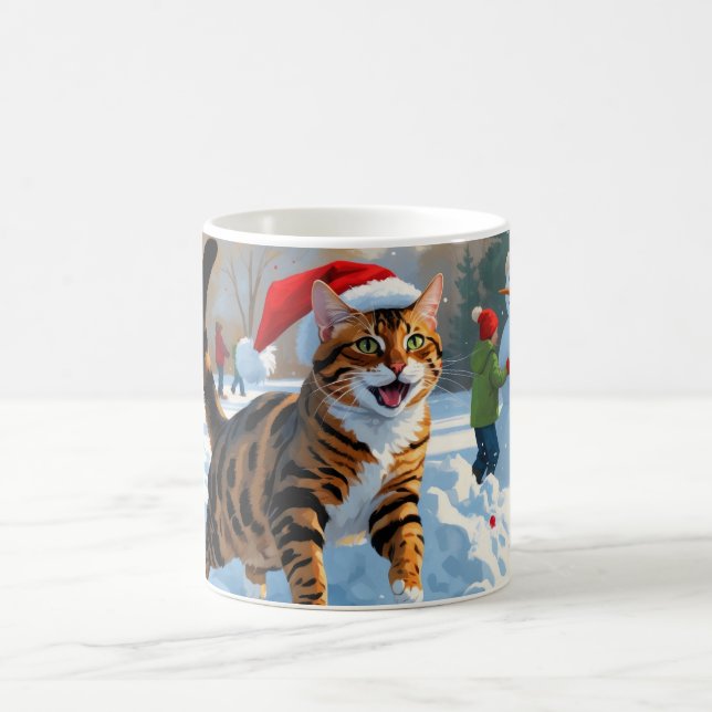 Caneca De Café Bengala Cat Natal Cena de Neve Festiva (Centro)