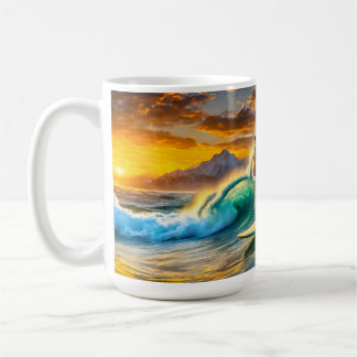 Caneca De Café Bengala Em Um Design De Surfboard Por Rich AMeN Gi