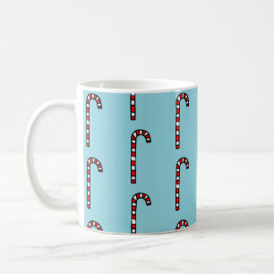 Caneca De Café Bengalas de Natal em Fundo Azul