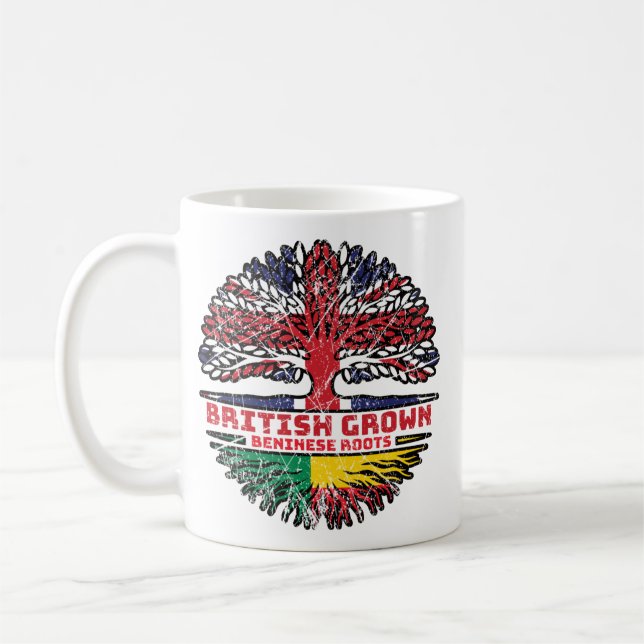 Caneca De Café Benin Beninese British Tree Roots Flag (Esquerda)
