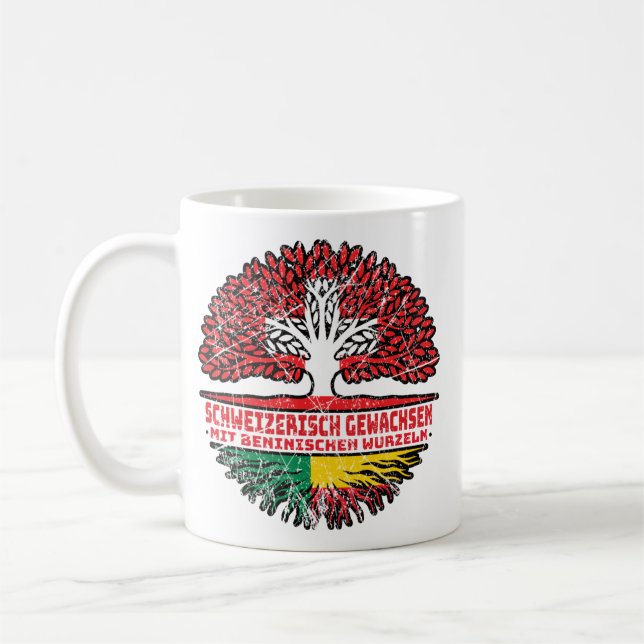 Caneca De Café Benin Beninisch Schweizer Schweiz Baum Wurzel Flag (Esquerda)