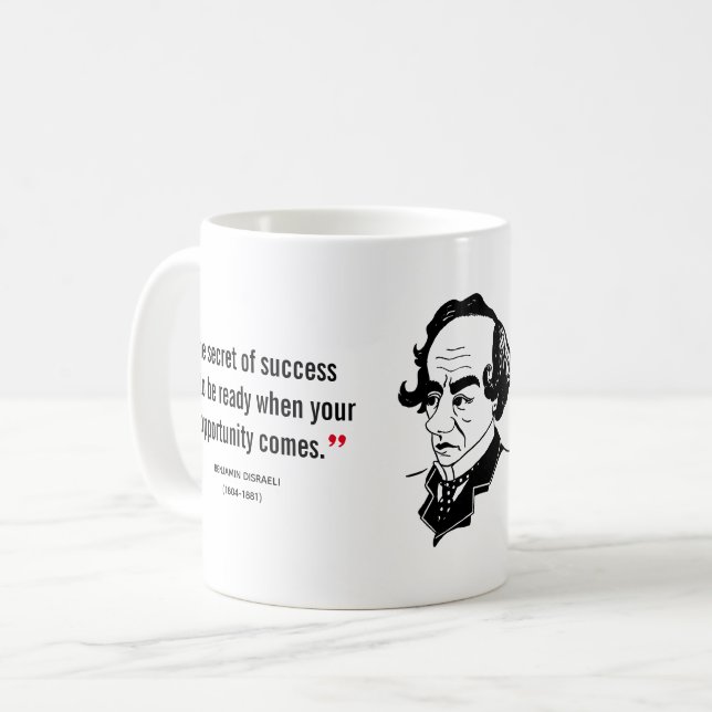 Caneca De Café BENJAMIN DISRAELI - Cristão de Citação Inspiradora (Frente Esquerda)