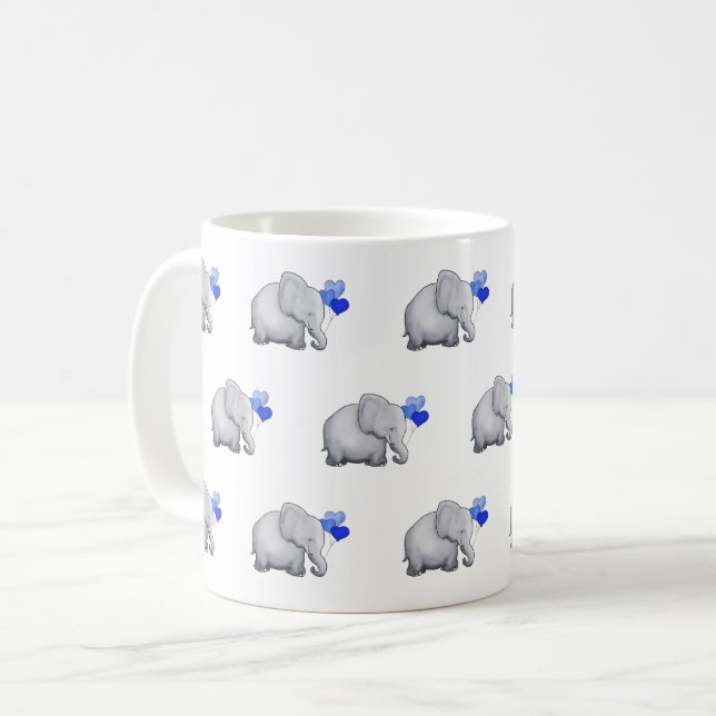 Caneca De Café Berçário bonito do teste padrão dos elefantes do (Frente Esquerda)