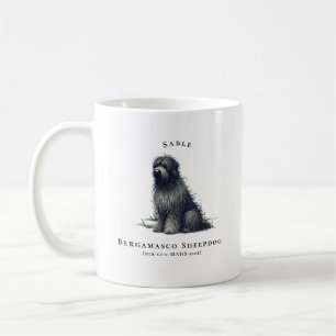 Caneca De Café Bergamasco Sheepdog Watercolor Monograma