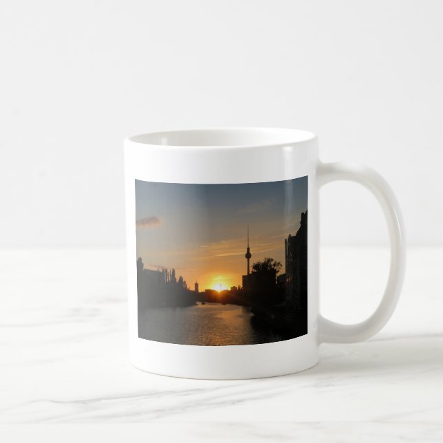 Caneca De Café Berlim Alemanha Skyline Night Postcard Fernsehturm (Direita)
