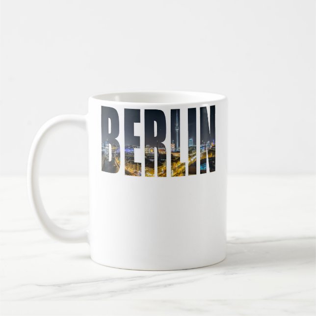 Caneca De Café Berlin Germany Urban Skyline Photography Font (Esquerda)