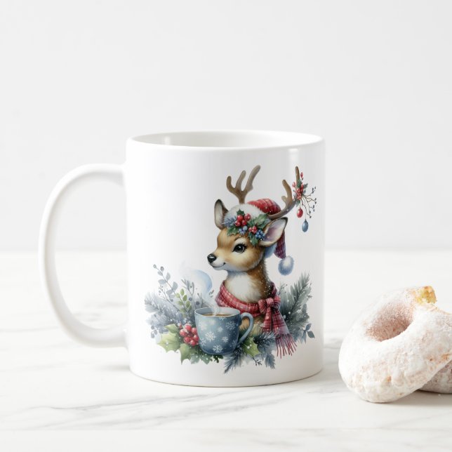 Caneca De Café Berna de Natal Watercolor (Com Donut)