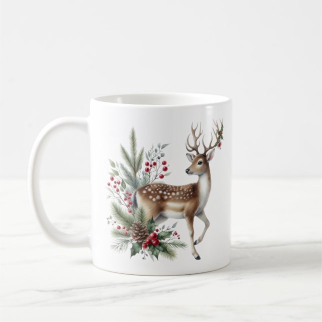 Caneca De Café Berna de Natal Watercolor (Esquerda)