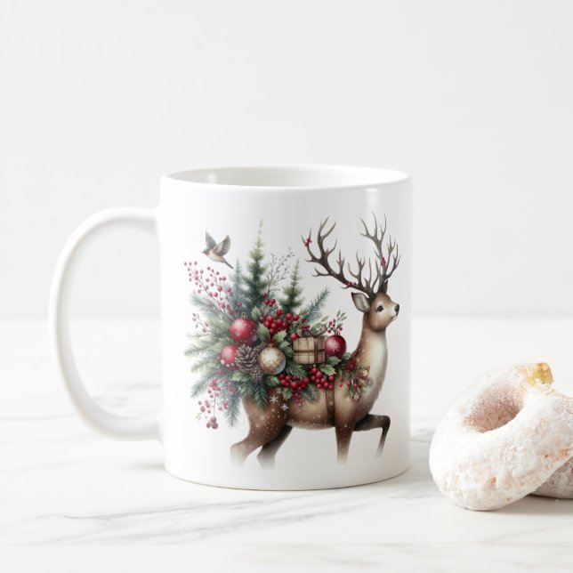 Caneca De Café Berna de Natal Watercolor (Com Donut)