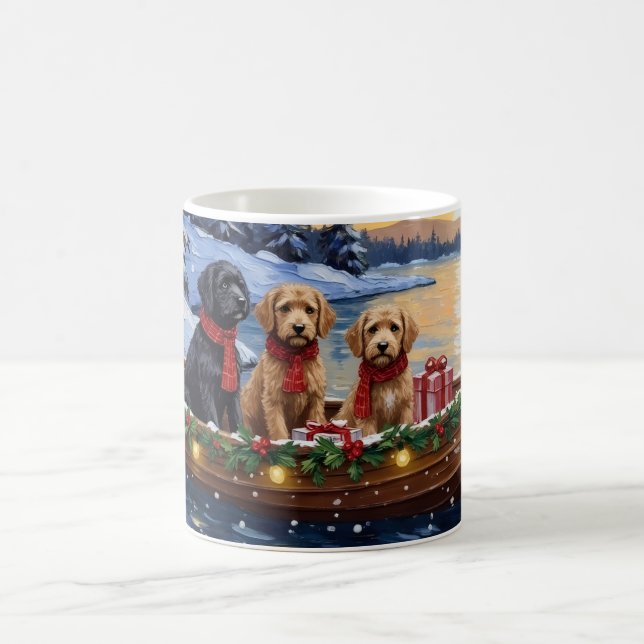Caneca De Café Bernedoodle Christmas Boat Holiday (Centro)