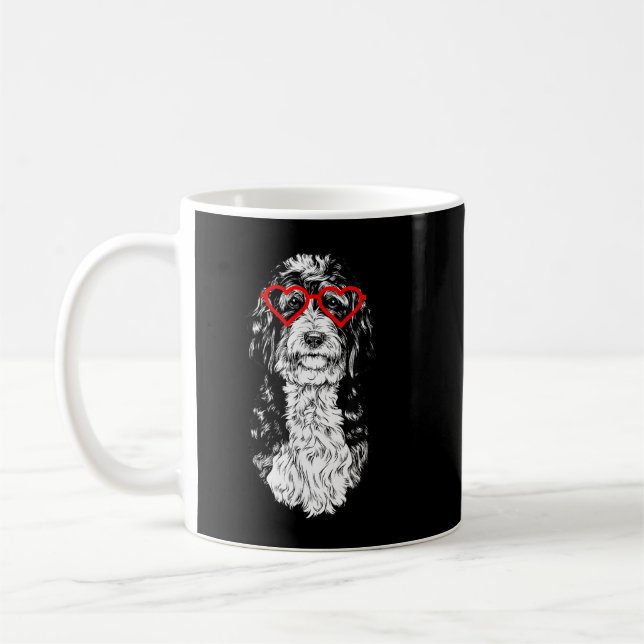 Caneca De Café Bernedoodle Dia de os namorados Doodle Cachorro Ca (Esquerda)