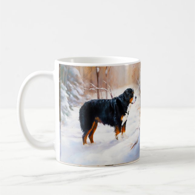Caneca De Café Bernese Mountain Deixe Nevar Natal  (Esquerda)