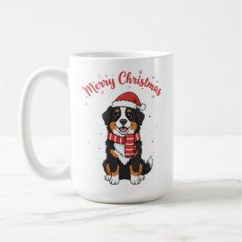 Caneca De Café Bernese Mountain Dog Merry Christmas Doodle 