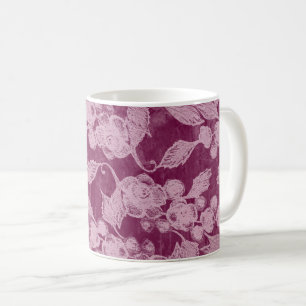 Caneca De Café Berries e Blossomo Púrpura Padrão Floral